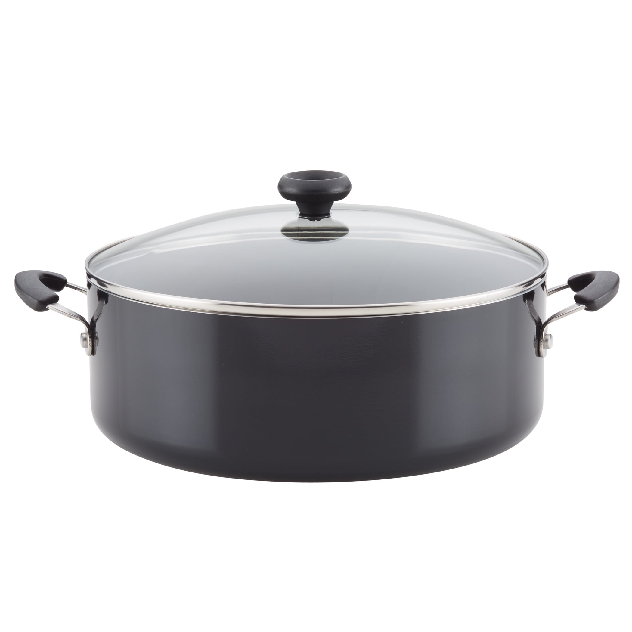 Easy Clean 8 Quart Aluminum Nonstick Stockpot, Black